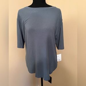 New Nine West Women’s Nine West Elbow-Sleeved Tee, Gray, Size XXL.